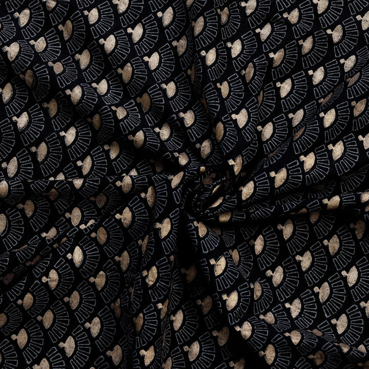 INDHA Japanese Hand Fan Block Printed Cotton Fabric