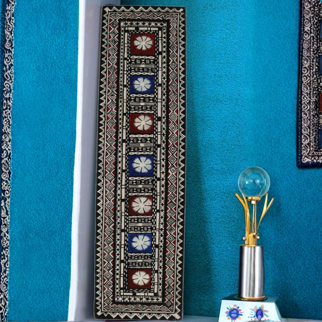 Indha Hand Painted Wall Decor | Sustainable Wall Painting For Drawing Room &amp; Living Room | Long Wall Painting | Multicolour Wall Painting | Geometric Design Wall Painting | Wall Painting Design |