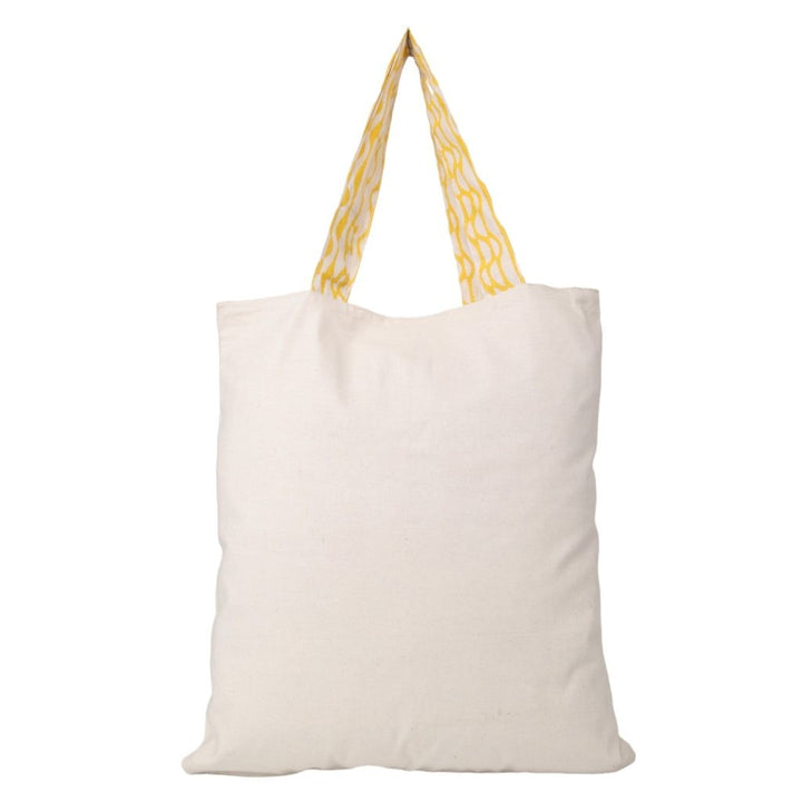 Indha Hand Embroidered Flower Motif Natural Cotton Tote Bag with Block Print Detailing