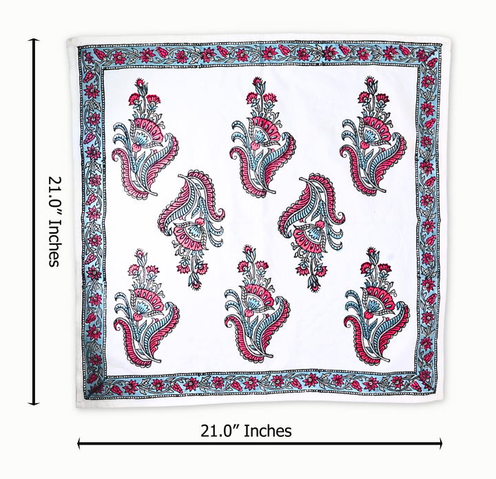 Hand Block Printed White Cotton Napkin Set (Pack of 6) | Exquisite Gift for Home &amp; Office Celebrations