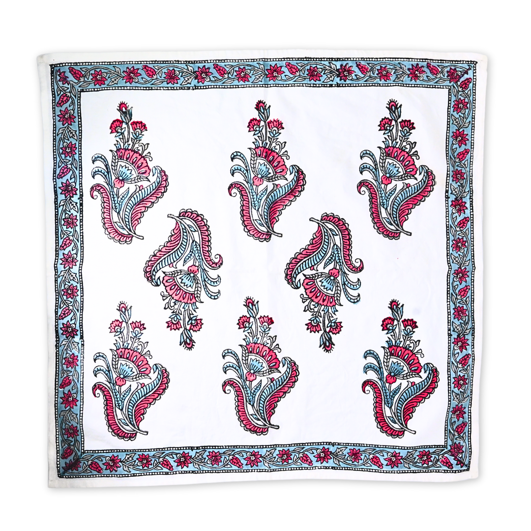 Hand Block Printed White Cotton Napkin Set (Pack of 6) | Exquisite Gift for Home &amp; Office Celebrations
