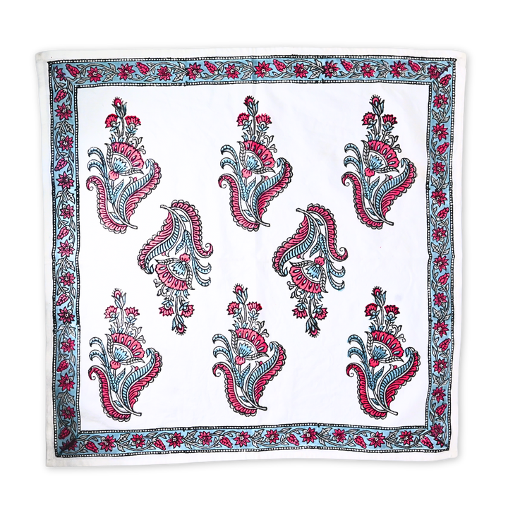 Hand Block Printed White Cotton Napkin Set (Pack of 6) | Exquisite Gift for Home &amp; Office Celebrations