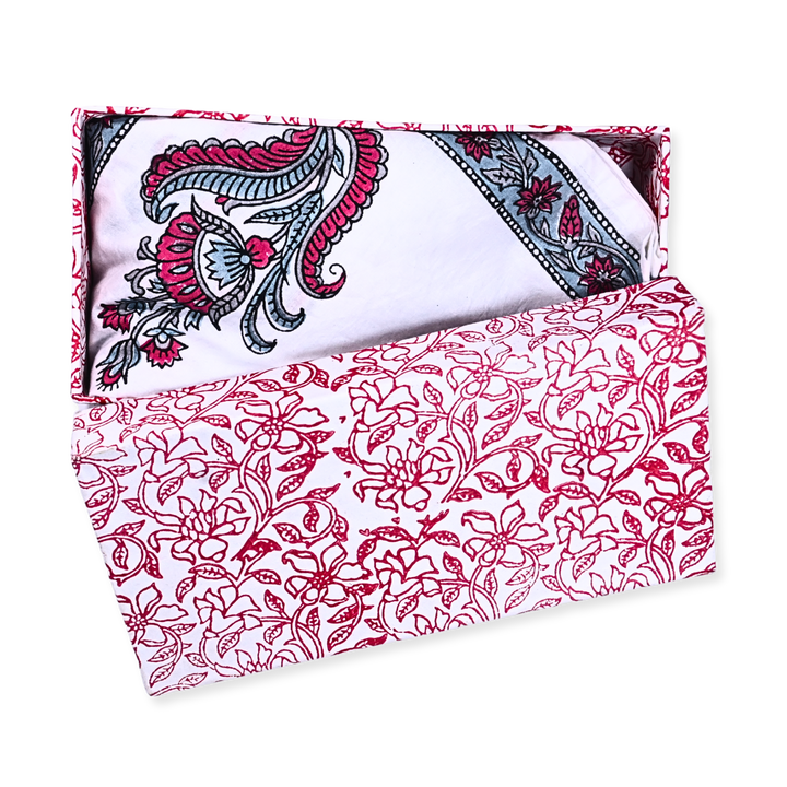 Hand Block Printed White Cotton Napkin Set (Pack of 6) | Exquisite Gift for Home &amp; Office Celebrations