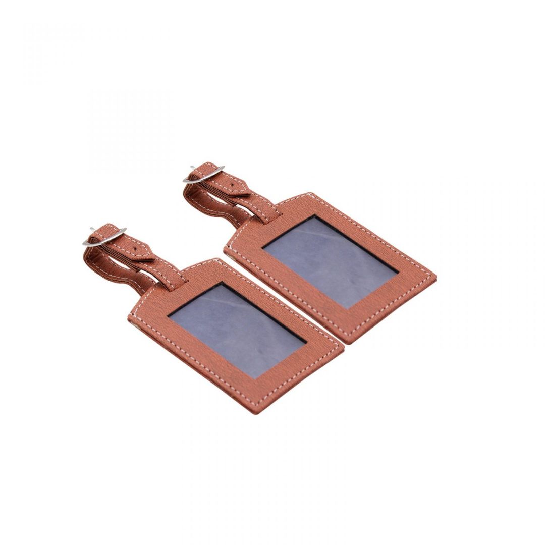 INDHA Tan Colour Vegan Leather Luggage Tag/Baggage Tag