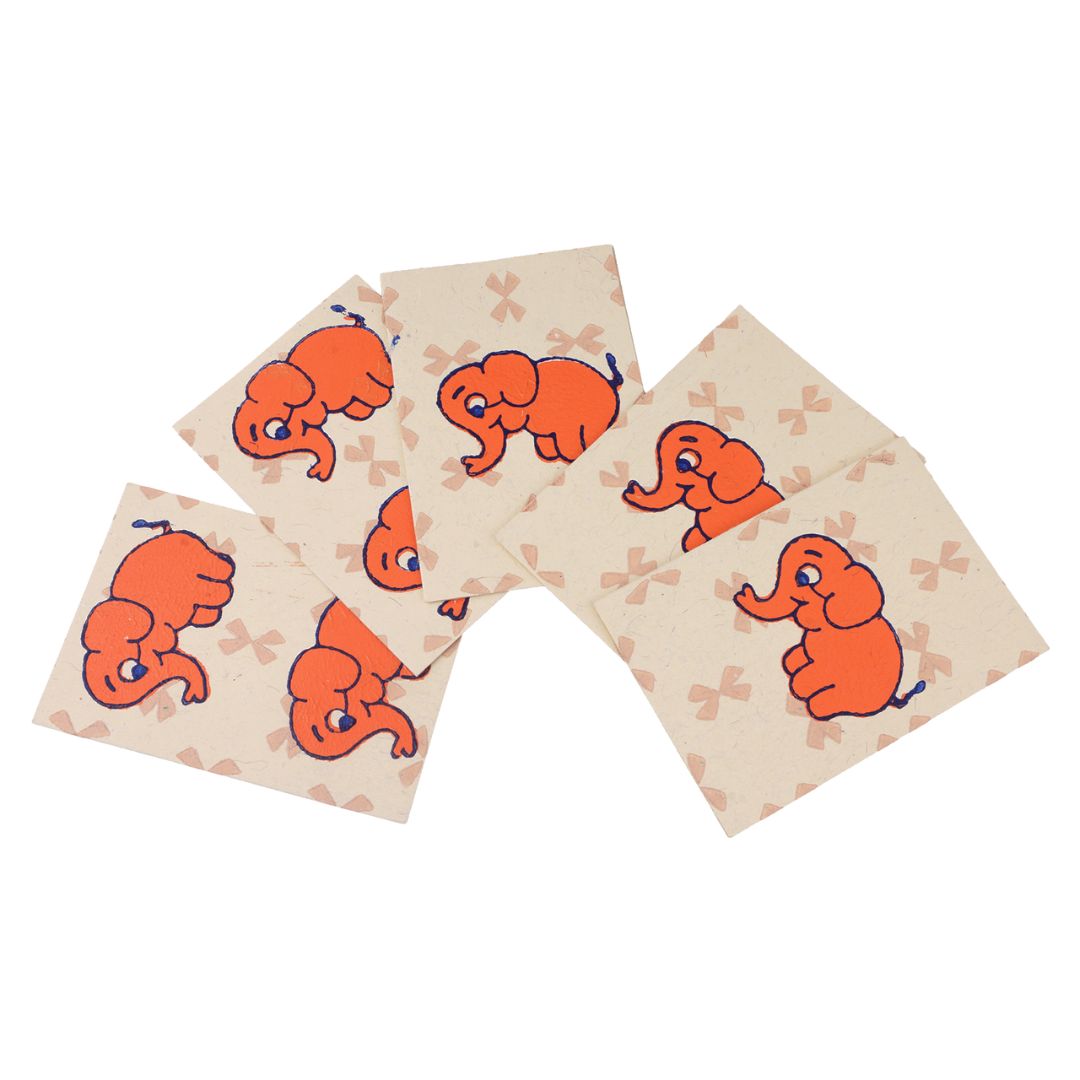 Recycled Paper  Hand Block Printed Greeting Cards ( Pack of 5 )