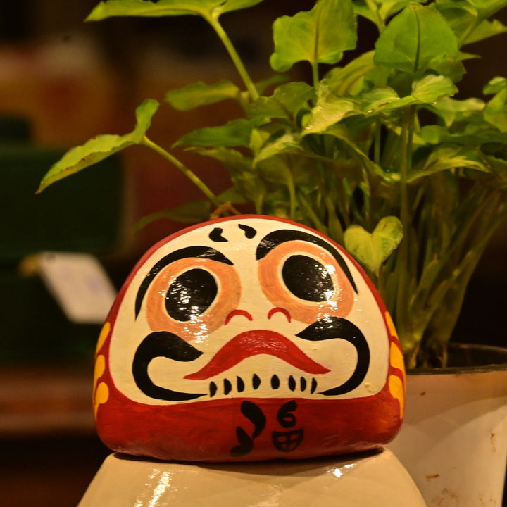 Indha Hand-Painted Paper-Mâché Japanese Daruma Doll | Japanese-Inspired Good-Luck Charm