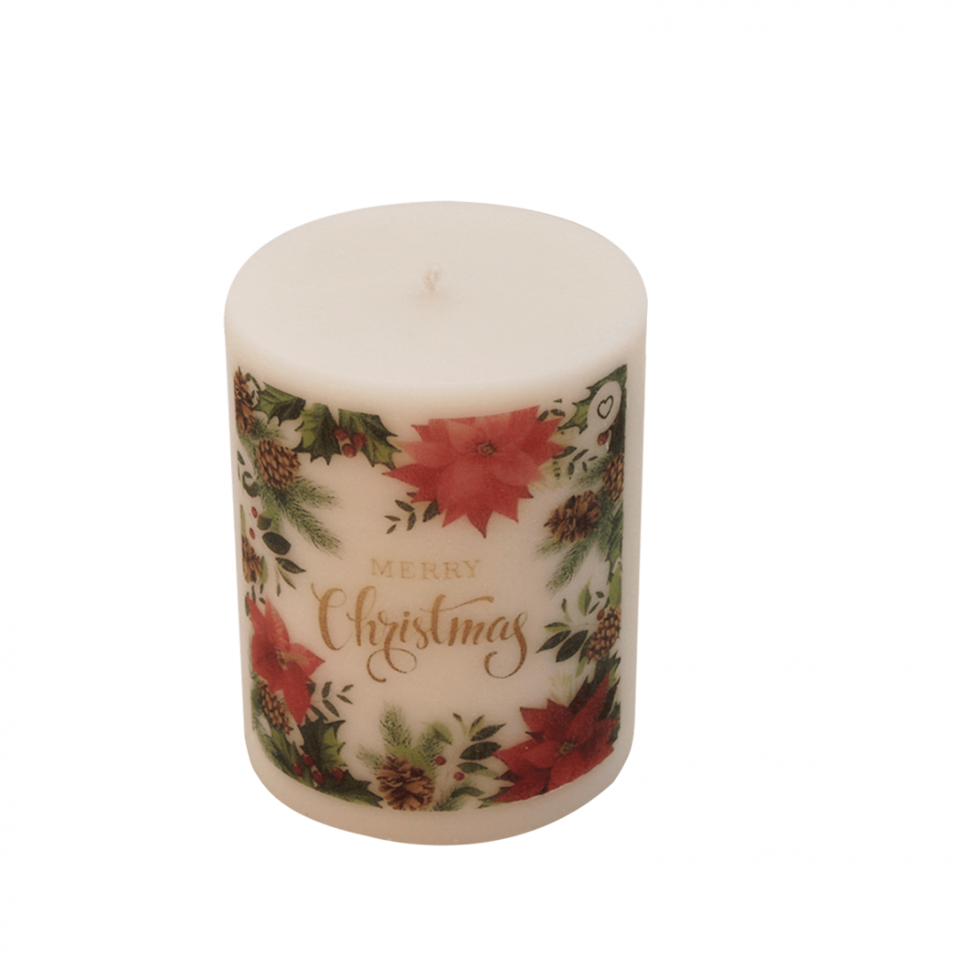 Indha Handcrafted Candle | Christmas Theme Print Candle | Fragrance Candle | Christmas Gift Candle | Candle For Gifting | Decorative Candle  | Candle For Home, Office & Living Room | Aromatic Candle