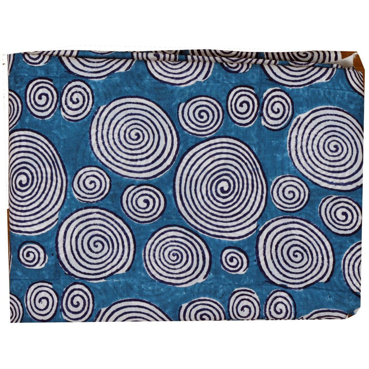 Hand Block-Printed Cotton Fabric | Navy Blue And White Swirl Design Motif Blue Cotton Fabric | Hand Block Printed Fabric | Home Utility | Fashion Utility | Gifting | Gifts For Him | Gifts For Her | Home Furnishing | Jaipuri Block Print Fabric