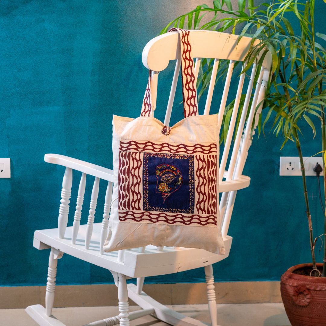 INDHA Traditional Block Printed Patchwork Motif And Block Printed Multipurpose Tote Bag