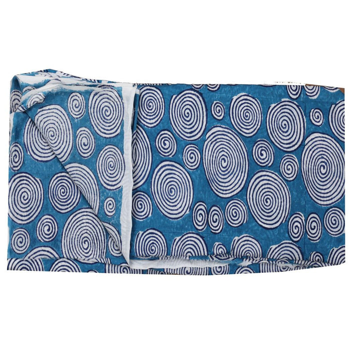 Hand Block-Printed Cotton Fabric | Navy Blue And White Swirl Design Motif Blue Cotton Fabric | Hand Block Printed Fabric | Home Utility | Fashion Utility | Gifting | Gifts For Him | Gifts For Her | Home Furnishing | Jaipuri Block Print Fabric