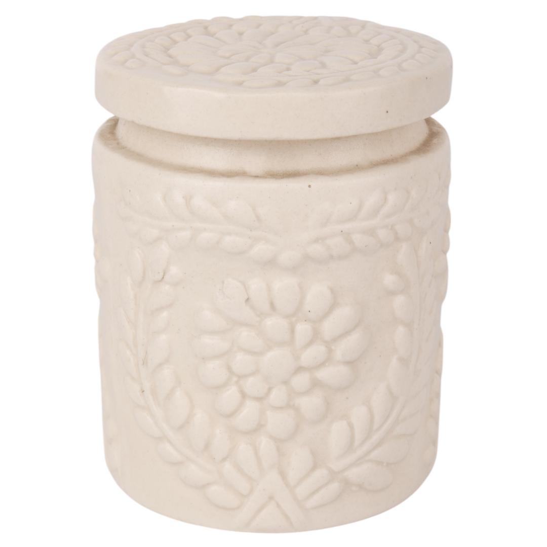 Indha Handmade Ceramic Jar White | Minimalist Storage | 11 cm x 7 cm