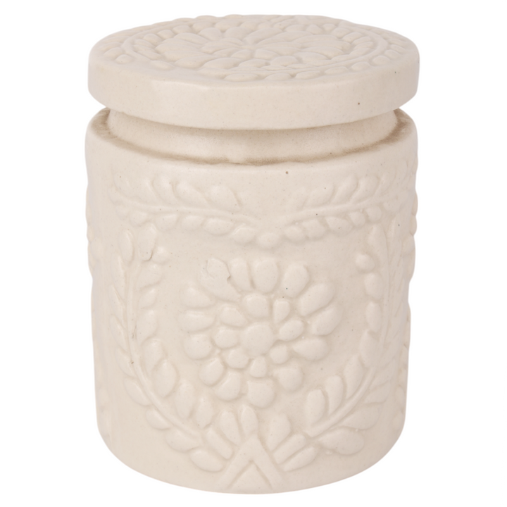 Indha Handmade Ceramic Jar White | Minimalist Storage | 11 cm x 7 cm