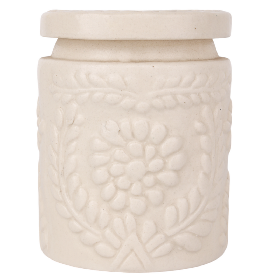 Indha Handmade Ceramic Jar White | Minimalist Storage | 11 cm x 7 cm
