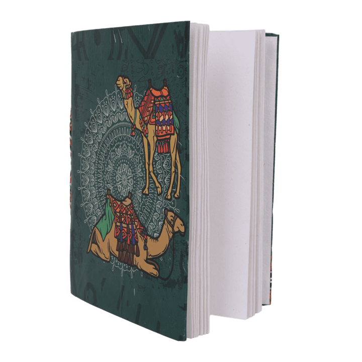 Indha Handcrafted Diary | Travel Journal Diary | Camel Print Diary | Sustainable Diary | Recycled Paper Diary | Eco-Friendly | Gifting | Corporate Gifting Diary | Office Employee Gifting | Set Of 30 Pages Diary |