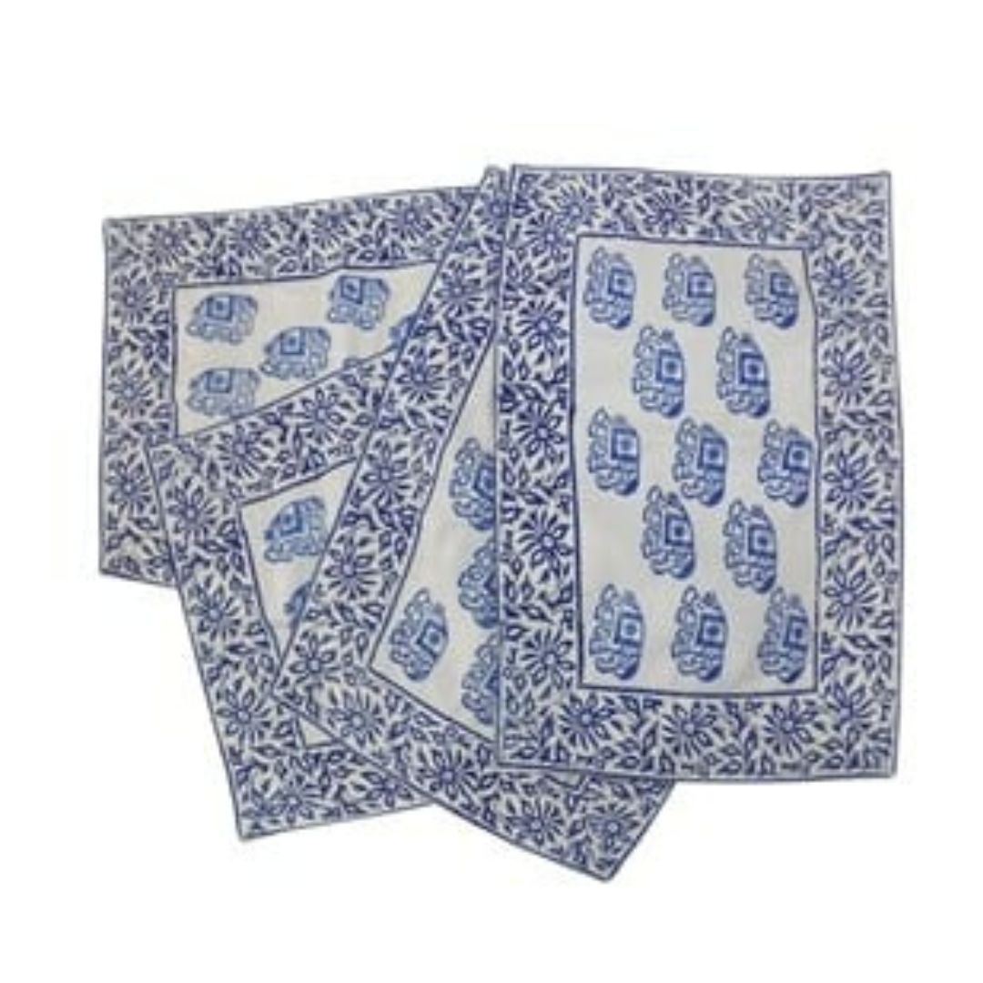 Cotton Hand Block Printed 6 Seater Dining Table Mat