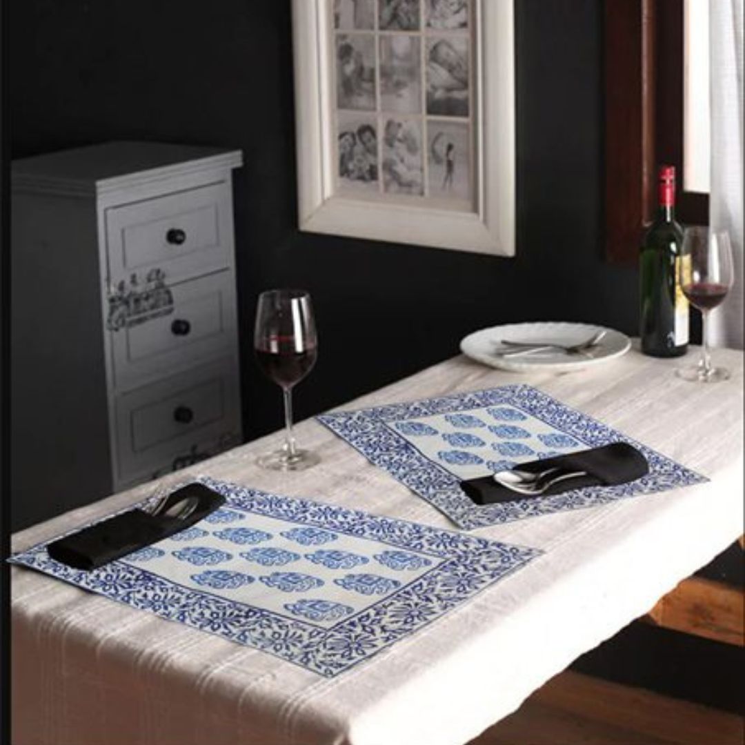 Cotton Hand Block Printed 6 Seater Dining Table Mat