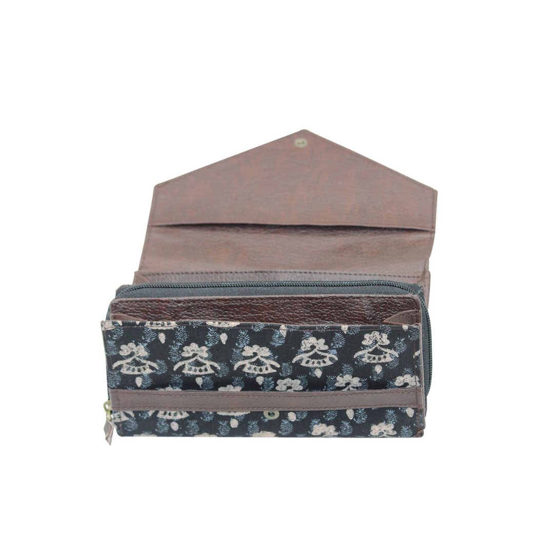Cotton Hand Block Printed Black Colour Clutch Purse for Girls/Women