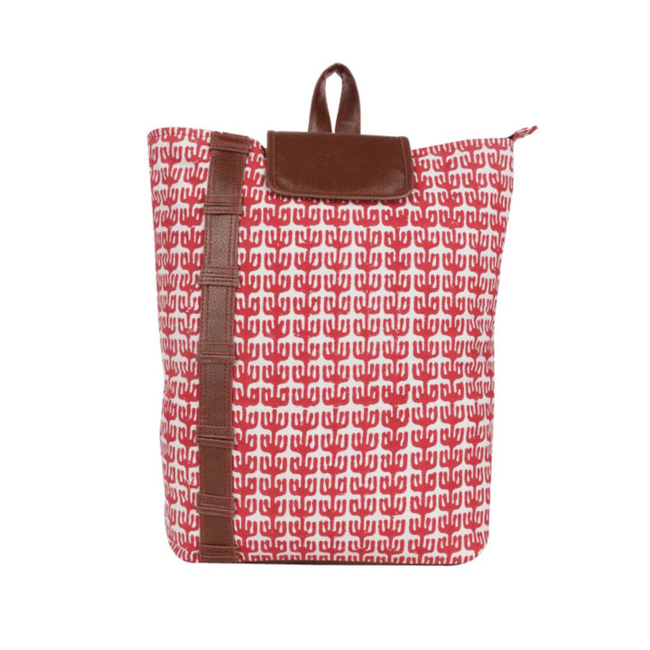 Cotton Hand Block Printed Single Handle Backpack/ College Bag for Men/Women