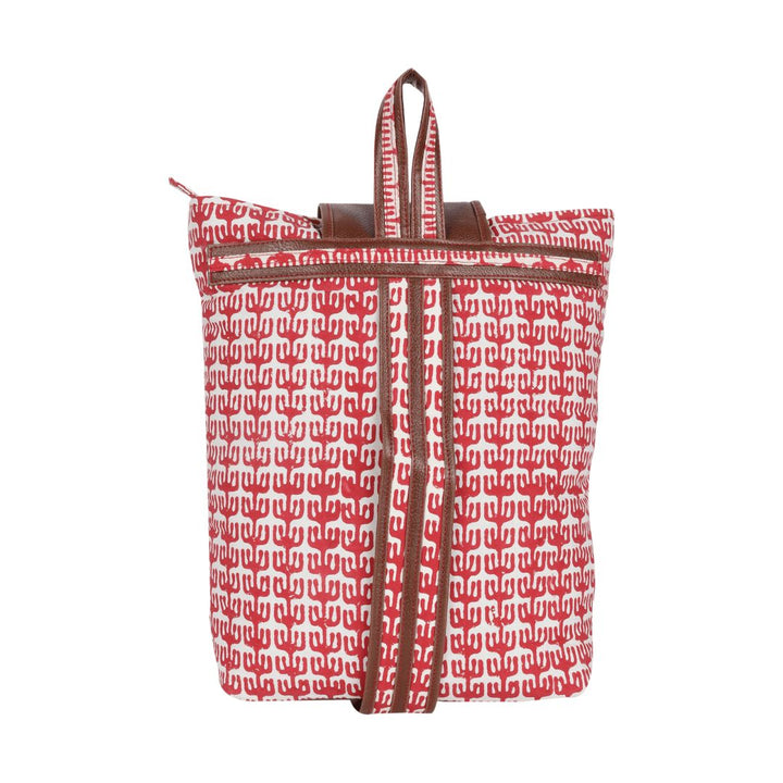 Cotton Hand Block Printed Single Handle Backpack/ College Bag for Men/Women