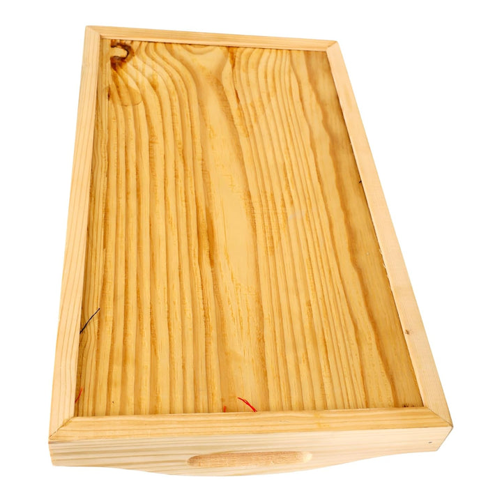 Indha Pine Wood Serving Tray – Hand-Embroidered Indian Cow Motif on Dupion Silk | Natural Pine Table Tray | Coffee Table Décor | Handmade Gift for Home & Dining