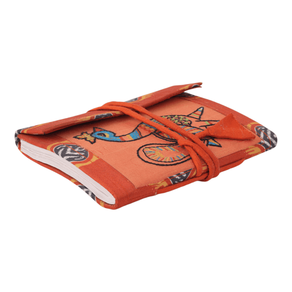 INDHA Handcrafted Recycle Paper diary | Eco Friendly Diary | Gifting | Corporate Gifting| Handmade Diary | Peacock Embroidery Diary |Ethnic Motif Print | Silk Fabric| Handmade Bahi