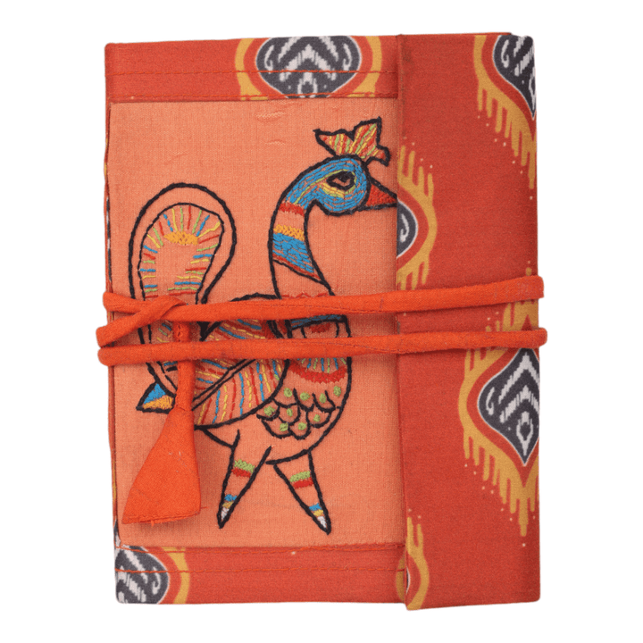 INDHA Handcrafted Recycle Paper diary | Eco Friendly Diary | Gifting | Corporate Gifting| Handmade Diary | Peacock Embroidery Diary |Ethnic Motif Print | Silk Fabric| Handmade Bahi