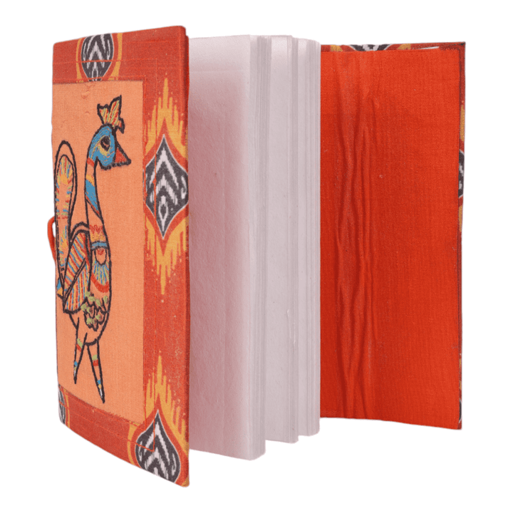 INDHA Handcrafted Recycle Paper diary | Eco Friendly Diary | Gifting | Corporate Gifting| Handmade Diary | Peacock Embroidery Diary |Ethnic Motif Print | Silk Fabric| Handmade Bahi