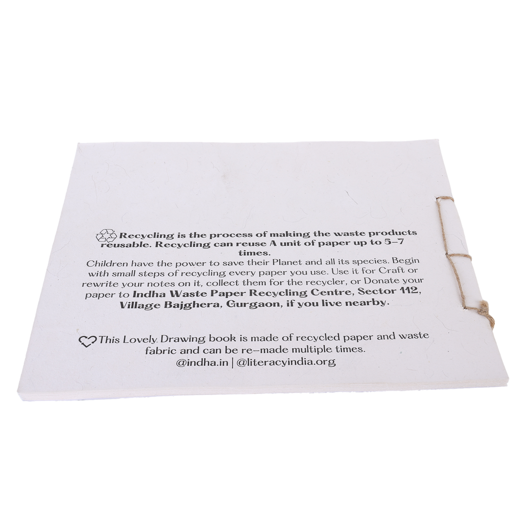 Indha Handcrafted Drawing Book Standard Size | Plain Sketch Pad For Kids Students And Artists | 25 White Blank Unruled Sheets | 22.0 X 27.0 Cm | Soft Cover Drawing Copy | Sketching Coloring Painting |