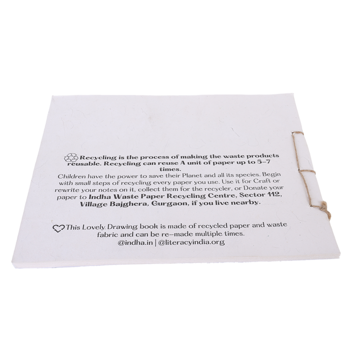 Indha Handcrafted Drawing Book Standard Size | Plain Sketch Pad For Kids Students And Artists | 25 White Blank Unruled Sheets | 22.0 X 27.0 Cm | Soft Cover Drawing Copy | Sketching Coloring Painting |