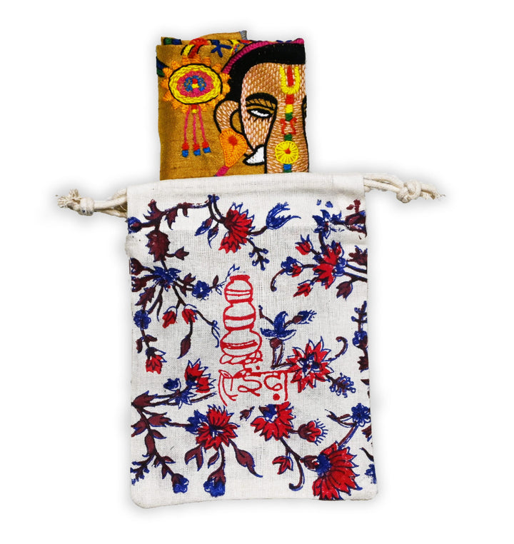 Ganpati Bappa Hand Embroidery Panel – Sacred Decor on Dupion Silk | Spiritual Art | DIY | Festive Gift