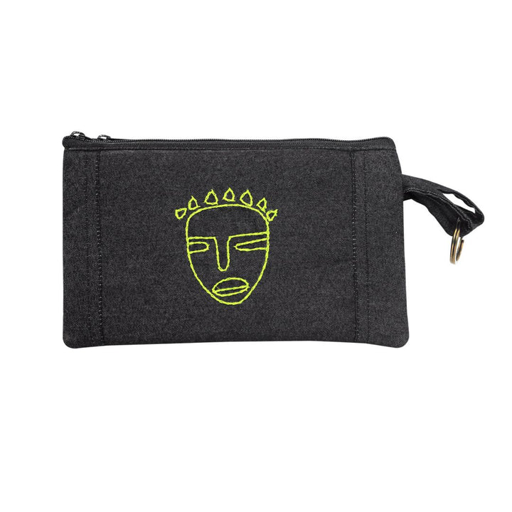 Denim Hand Embroidered Utility Pouch (Set of 3)