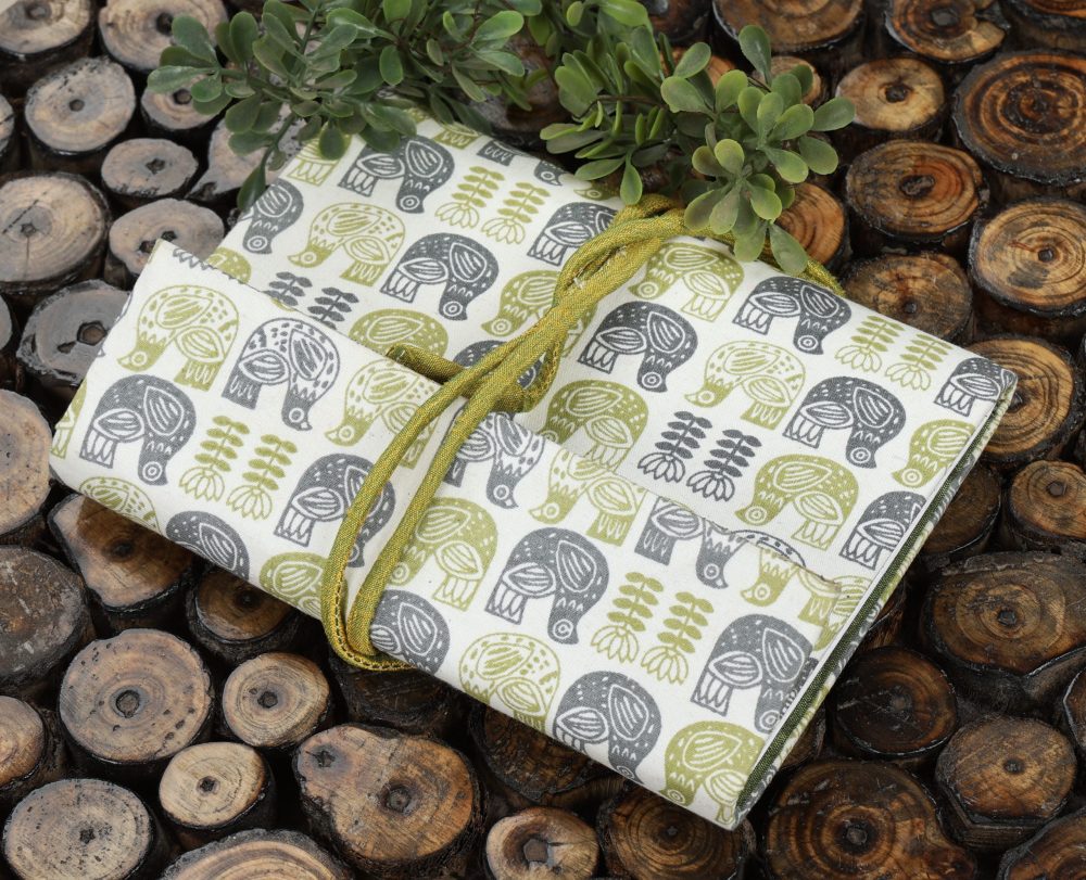 INDHA Handcrafted Recycled Paper Diary Hand Block Printed Bird And Flower Design Motif Off-White Cotton Handcrafted Recycled Paper Diary |