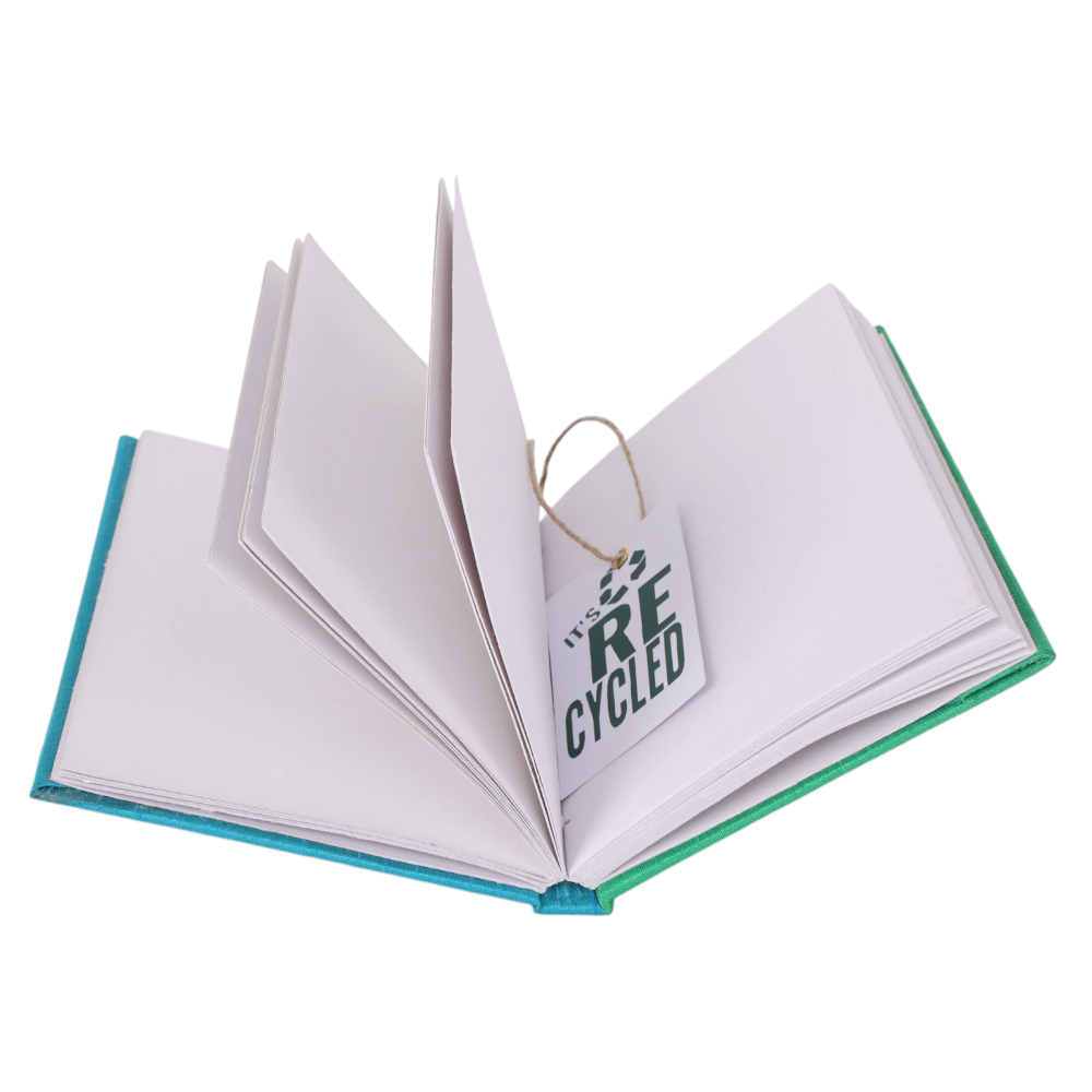 Indha Handmade Diary Horse Embroidery | Dupion Silk Cover | Eco-Friendly Recycled Paper (Blue &amp; Pink)