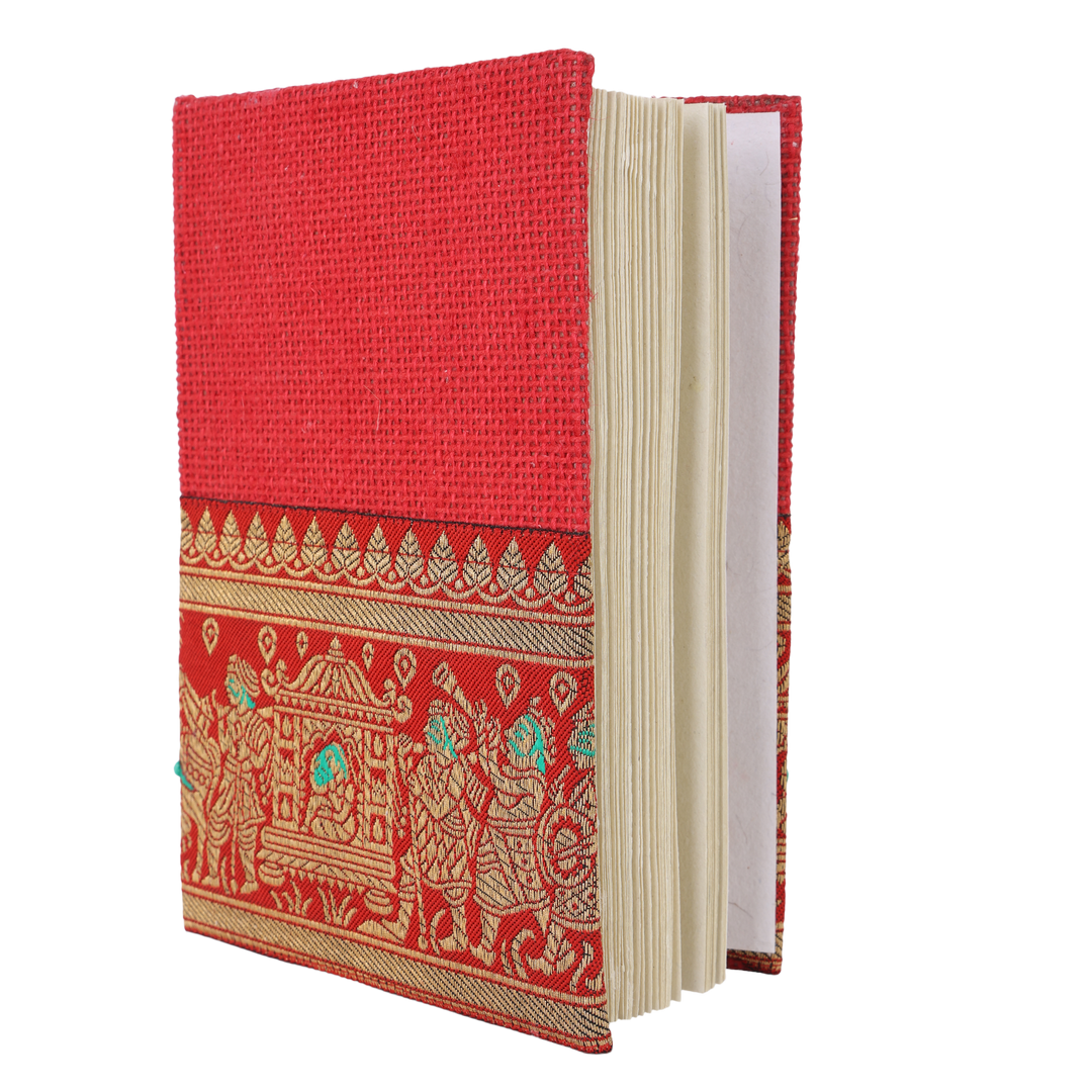INDHA Handcrafted Recycled Paper Diary |  Hand Embroidered Diary | 50 Pages Jute Diary | Eco-Friendly | Corporate Gifting | Home Utility | Travel Utility | Office Utility | Paper Journal