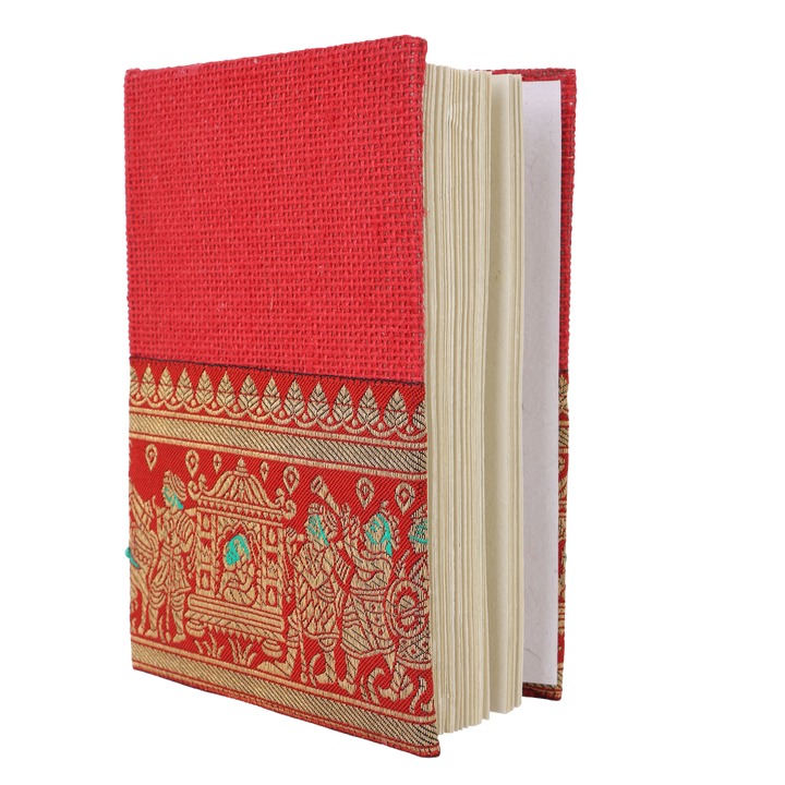 INDHA Handcrafted Recycled Paper Diary |  Hand Embroidered Diary | 50 Pages Jute Diary | Eco-Friendly | Corporate Gifting | Home Utility | Travel Utility | Office Utility | Paper Journal