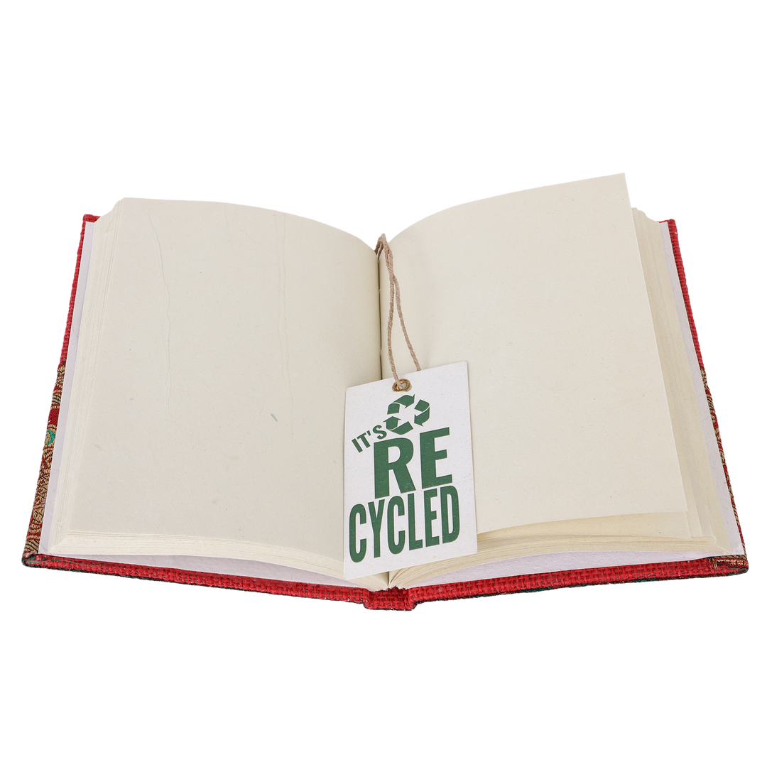INDHA Handcrafted Recycled Paper Diary |  Hand Embroidered Diary | 50 Pages Jute Diary | Eco-Friendly | Corporate Gifting | Home Utility | Travel Utility | Office Utility | Paper Journal