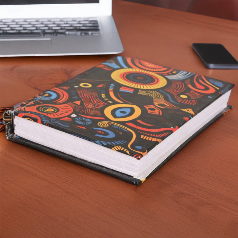 Indha Handmade Pocket Diary – Abstract Art Cover | Recycled Paper | Eco-Friendly Notebook (13 x 9.7 cm)