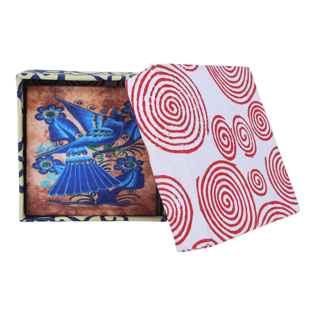 Indha Elegant Mexican Folk Art Design Coaster Set| Gift Set| Corporate Gifting| Home Table Decor