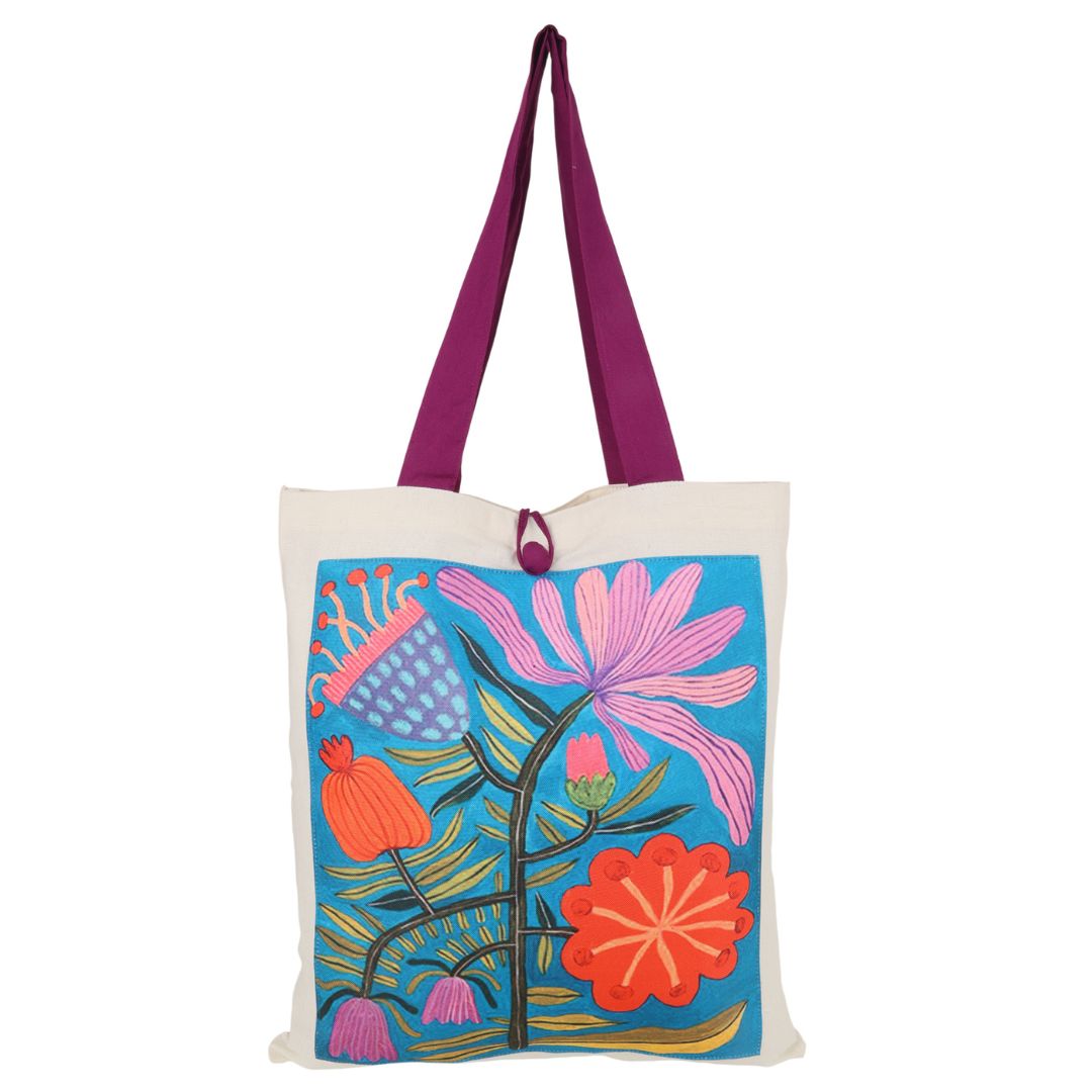 Indha Everyday Floral Pop Tote – Bright & Breezy | Garden Vibe Fashion Bag|Gift Bag