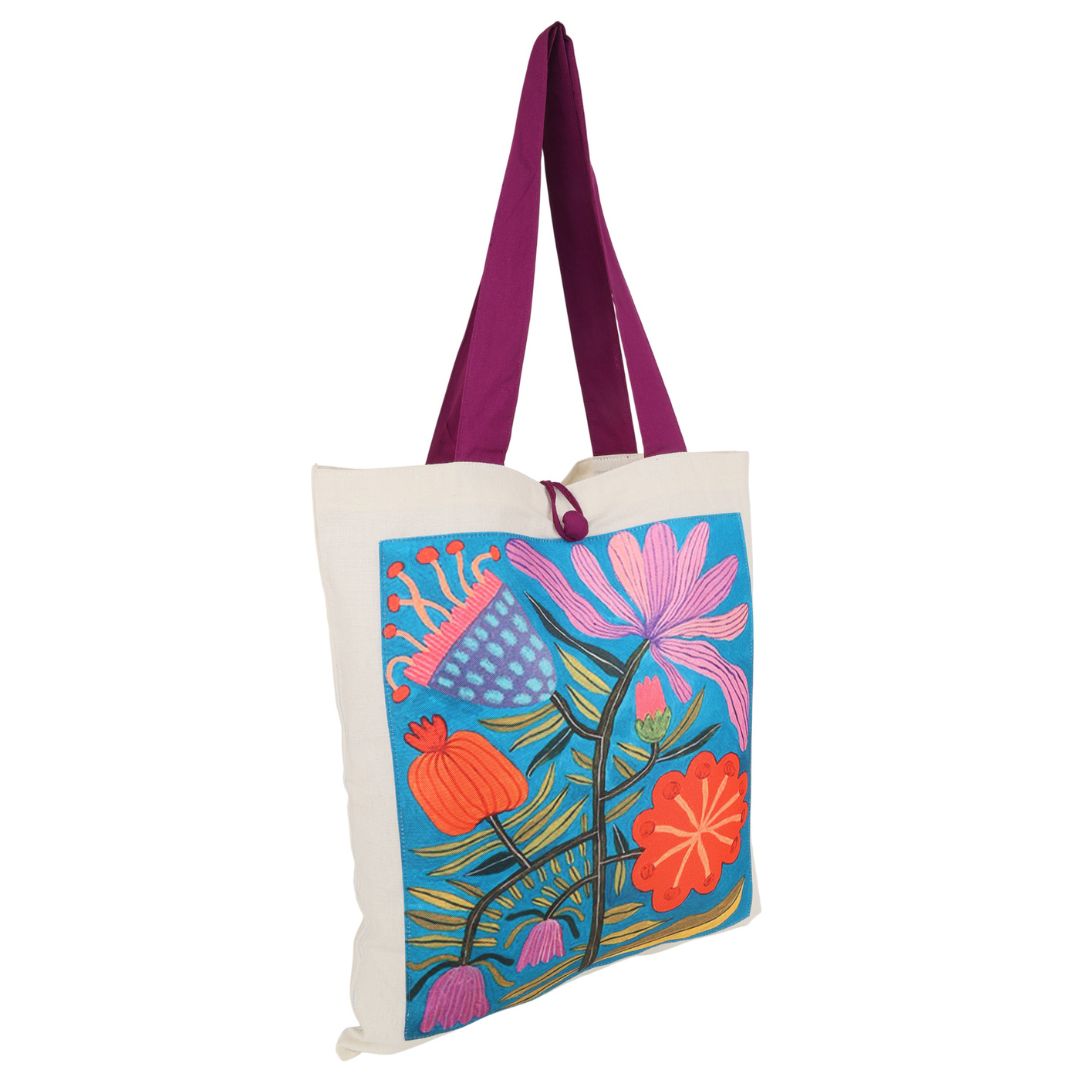Indha Everyday Floral Pop Tote – Bright & Breezy | Garden Vibe Fashion Bag|Gift Bag