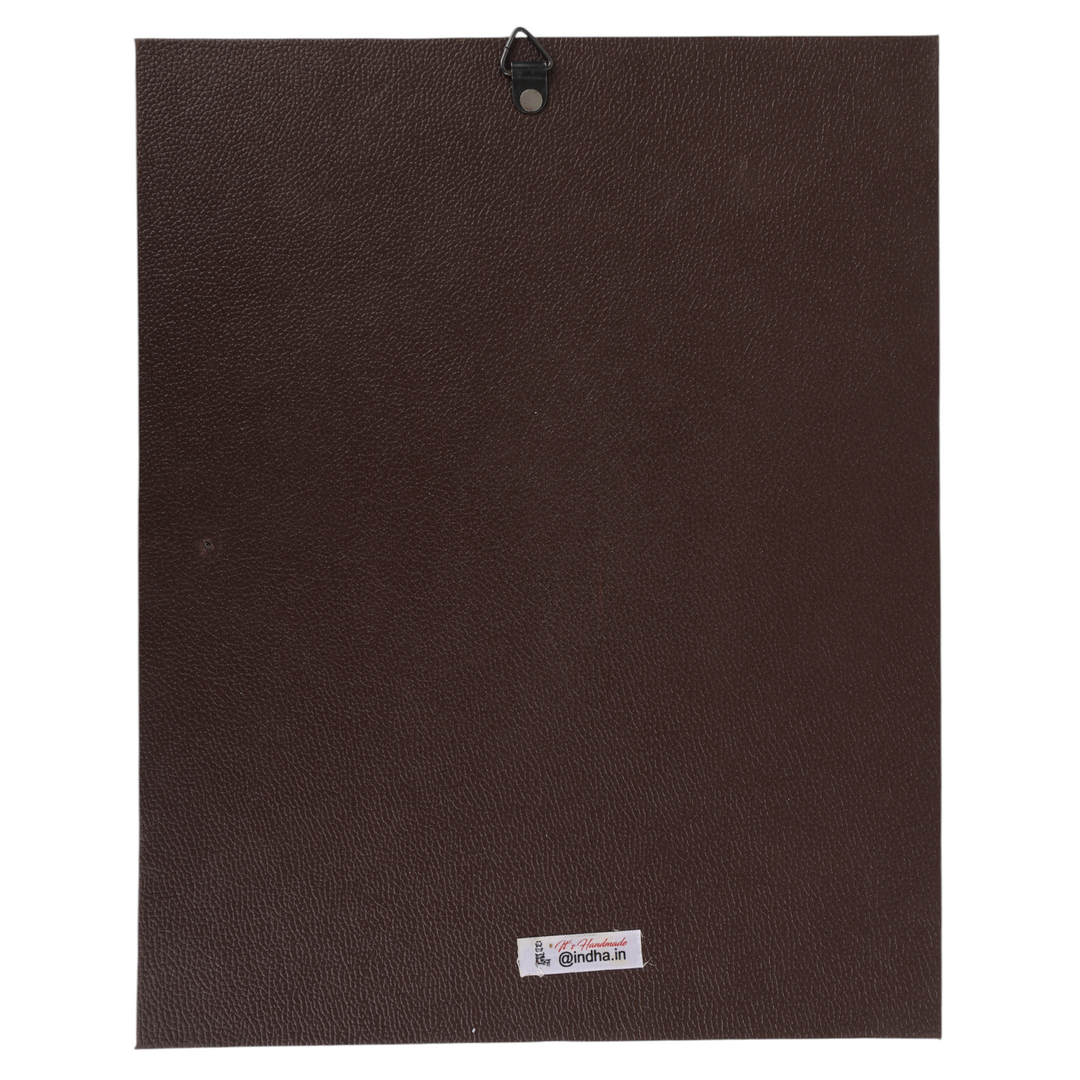 Indha Handpainted Floral Pot Wall Art | Upcycled Mouse &amp; MDF with Repurposed Wood Frame | Sustainable Home Décor with Vegan Leather Back