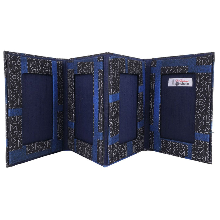 Indha Handmade Photo Frame Folder – Abstract Print (Blue)|Dupian Silk|Gift for all seasons