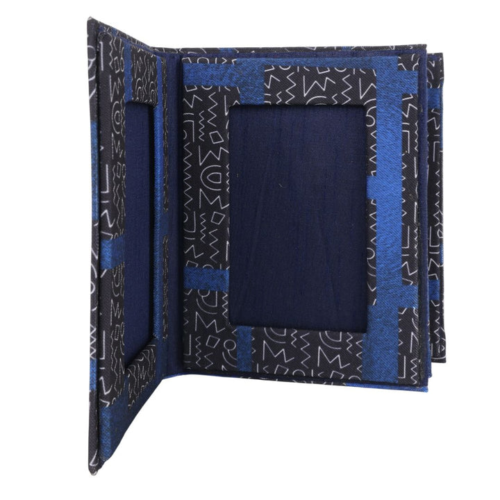Indha Handmade Photo Frame Folder – Abstract Print (Blue)|Dupian Silk|Gift for all seasons