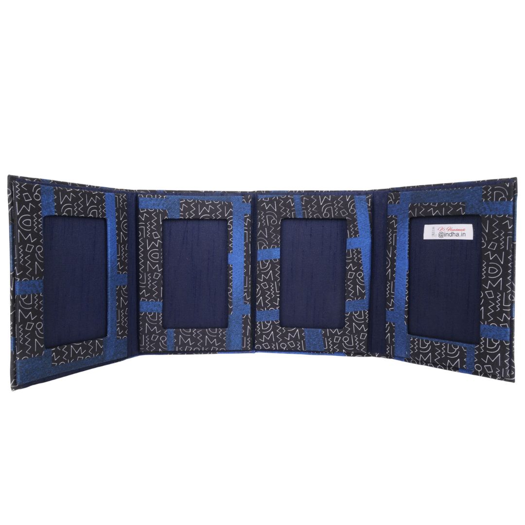 Indha Handmade Photo Frame Folder – Abstract Print (Blue)|Dupian Silk|Gift for all seasons