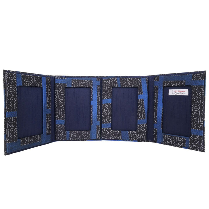 Indha Handmade Photo Frame Folder – Abstract Print (Blue)|Dupian Silk|Gift for all seasons
