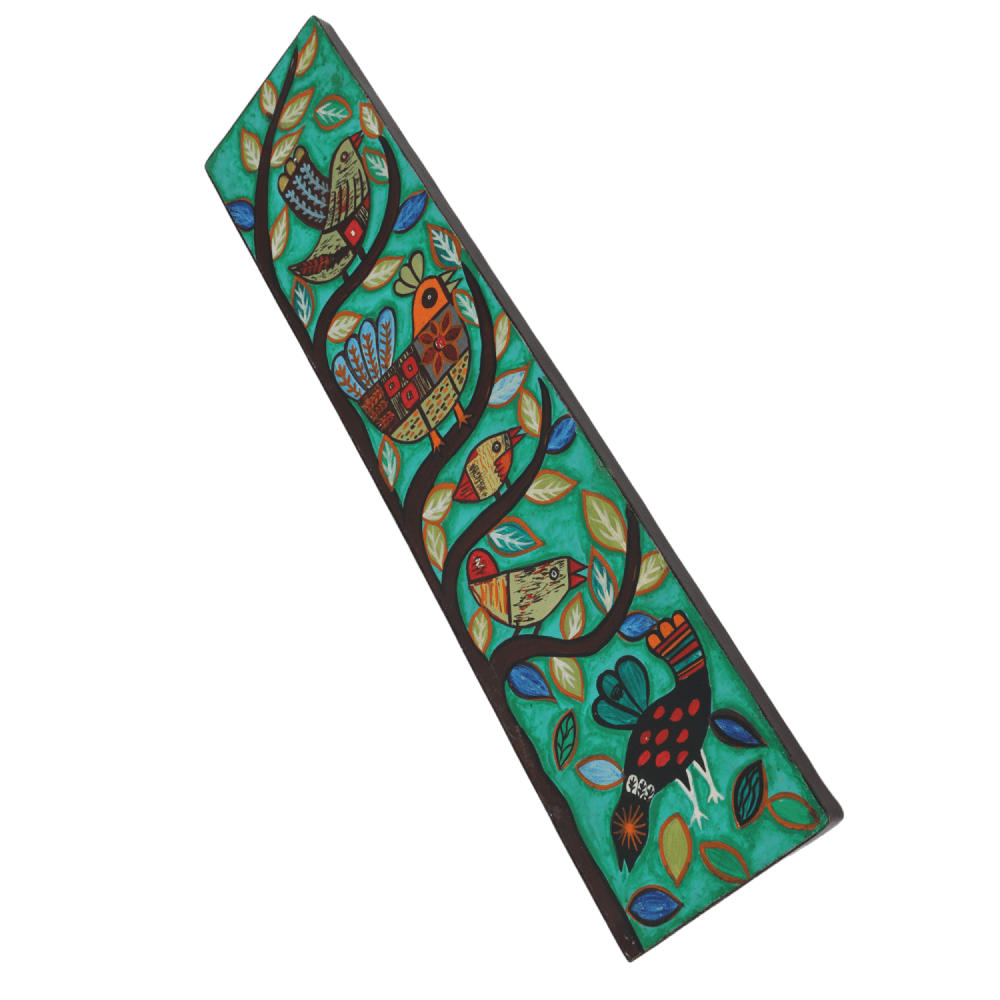 Indha Hand Painted Wall Decor | Sustainable Wall Painting For Drawing Room &amp; Living Room | Long Wall Painting | Multicolour Wall Painting | Flower &amp; Birds Wall Painting |