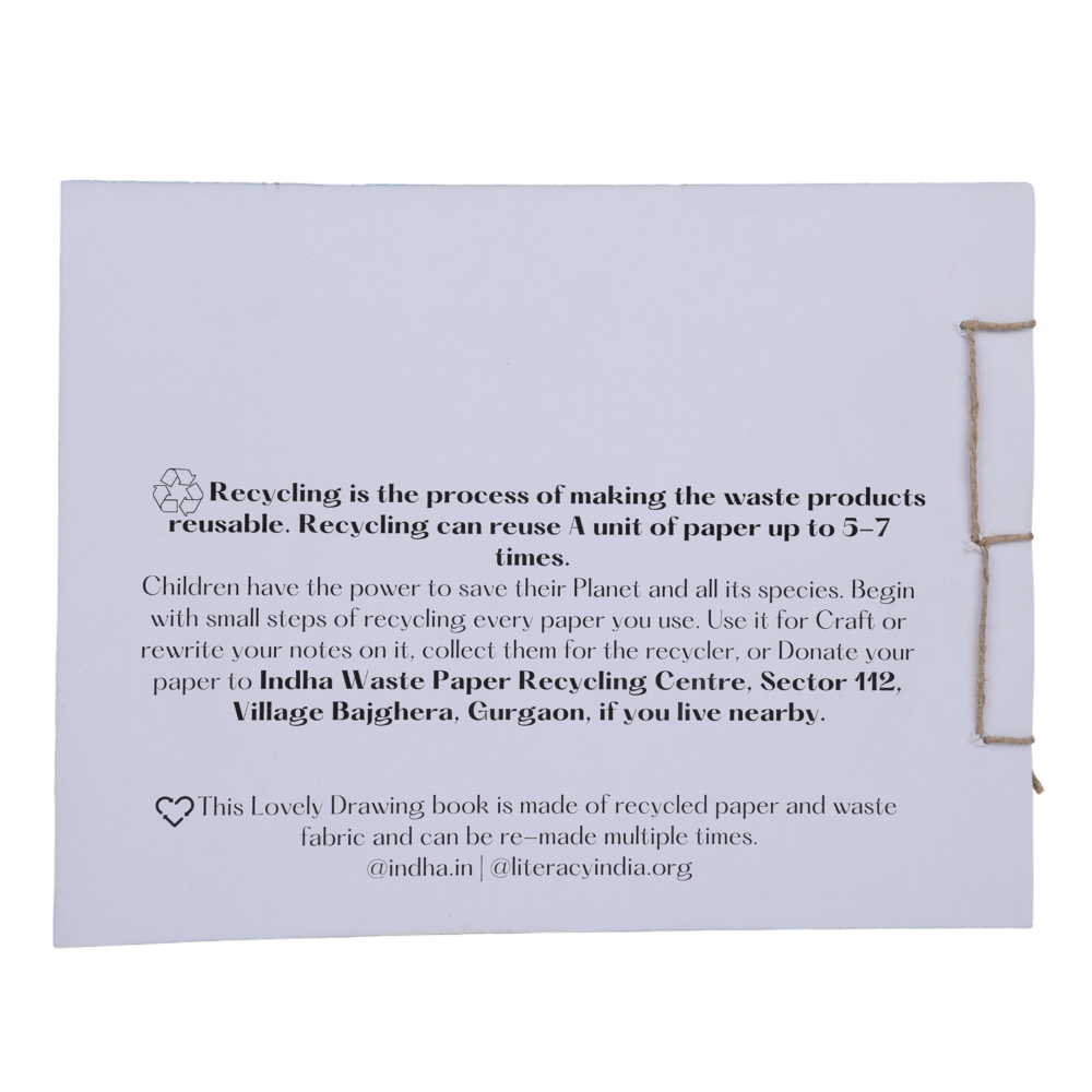 Indha Handcrafted Drawing Book Standard Size | Plain Sketch Pad For Kids Students And Artists | 25 White Blank Unruled Sheets | 22.0 X 27.0 Cm | Soft Cover Drawing Copy | Sketching Coloring Painting |