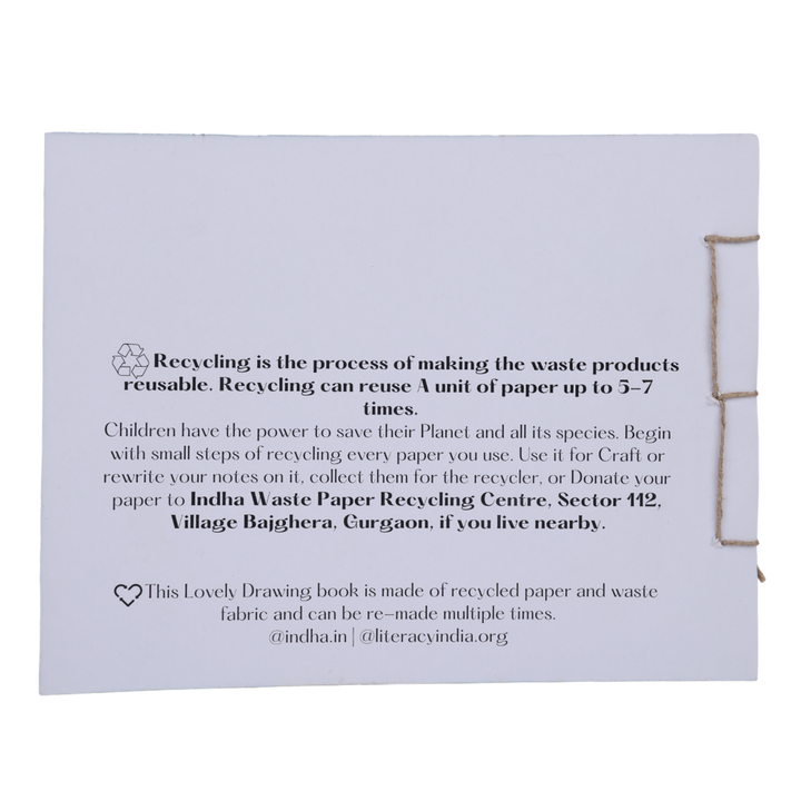 Indha Handcrafted Drawing Book Standard Size | Plain Sketch Pad For Kids Students And Artists | 25 White Blank Unruled Sheets | 22.0 X 27.0 Cm | Soft Cover Drawing Copy | Sketching Coloring Painting |