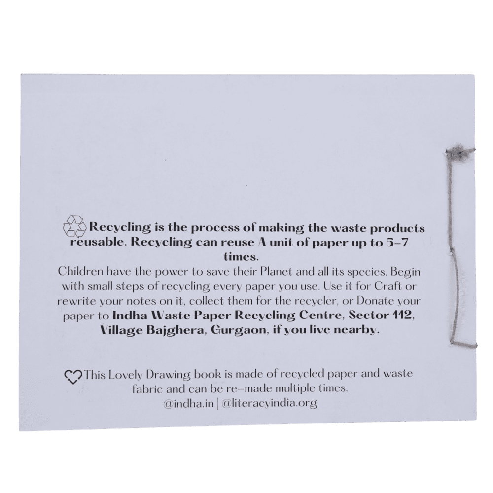 Indha Handcrafted Drawing Book Standard Size | Plain Sketch Pad For Kids Students And Artists | 25 White Blank Unruled Sheets | 22.0 X 27.0 Cm | Soft Cover Drawing Copy | Sketching Coloring Painting |