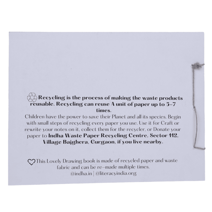 Indha Handcrafted Drawing Book Standard Size | Plain Sketch Pad For Kids Students And Artists | 25 White Blank Unruled Sheets | 22.0 X 27.0 Cm | Soft Cover Drawing Copy | Sketching Coloring Painting |